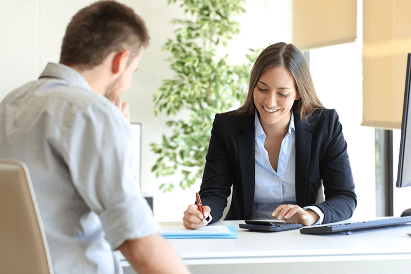 Female Accountant working with a client